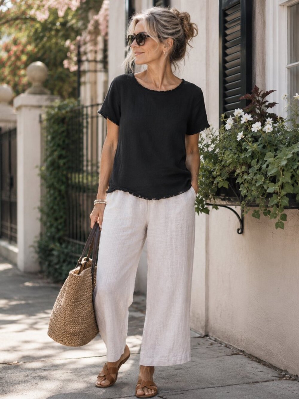 NIC + ZOE black onyz double gauze tee